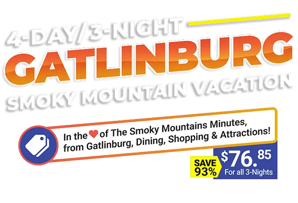 4-Day/3-Night Pigeon Forge, TN | Smoky Mountain Vacation | Includes $100 Visa Gift Card Towards Food, Drinks & Activities | Save 93% | $76.85* For all 3-Nights