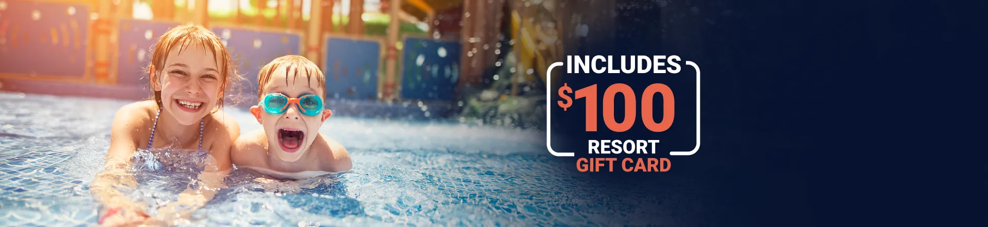 Happy kids playing in a waterpark