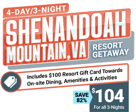 4-Day/3-Night Massanutten Resort® Hotel | Mountain Getaway | Includes $100 Resort Gift Card | Save 82% | $104 For all 3-Nights