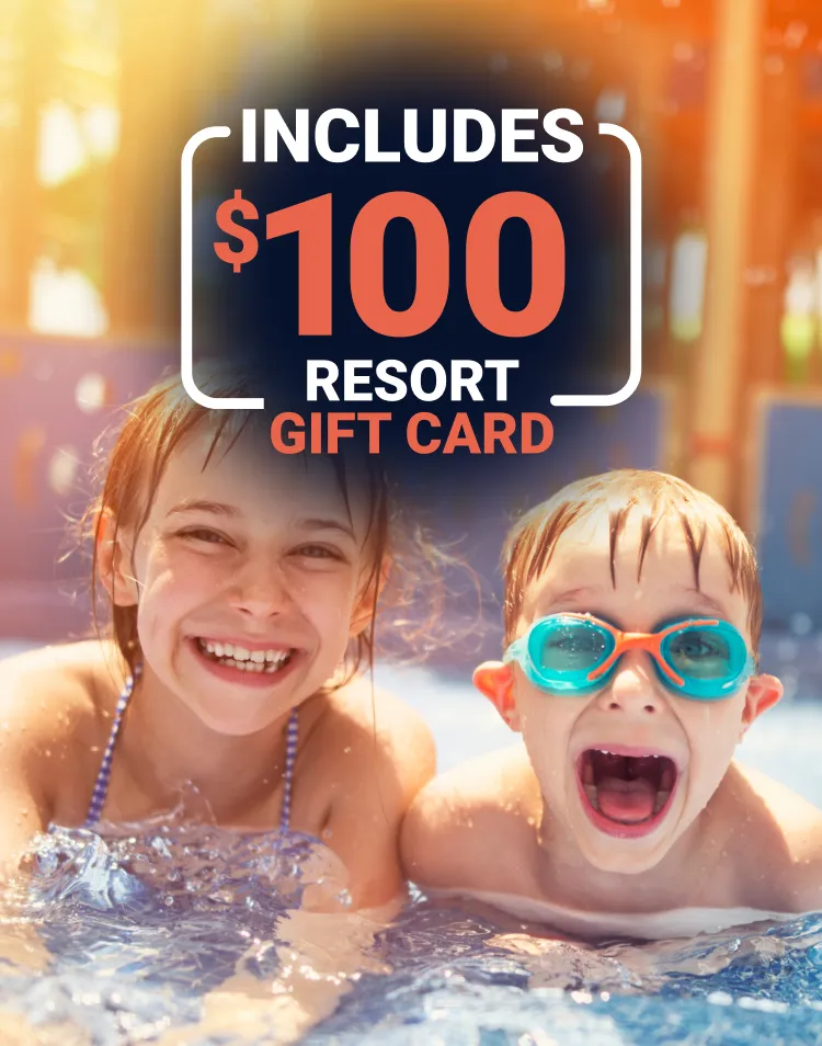 Happy kids playing in a waterpark