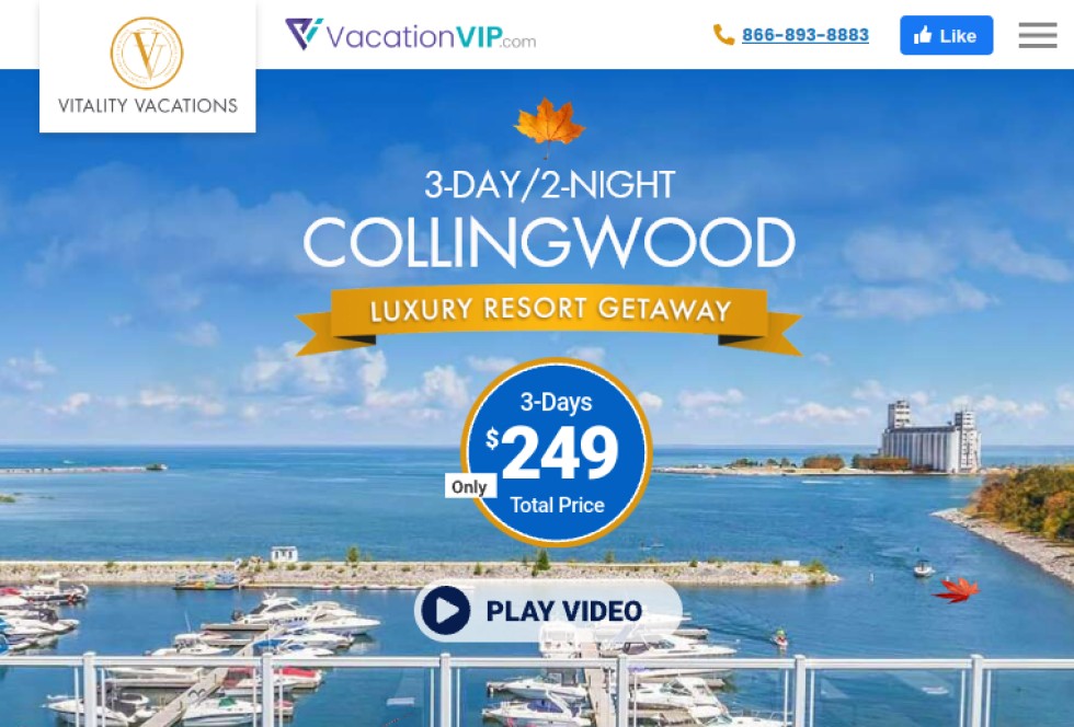 VacationVIP.com | 3-Day/2-Night Collingwood Resort Getaway $249/Couple